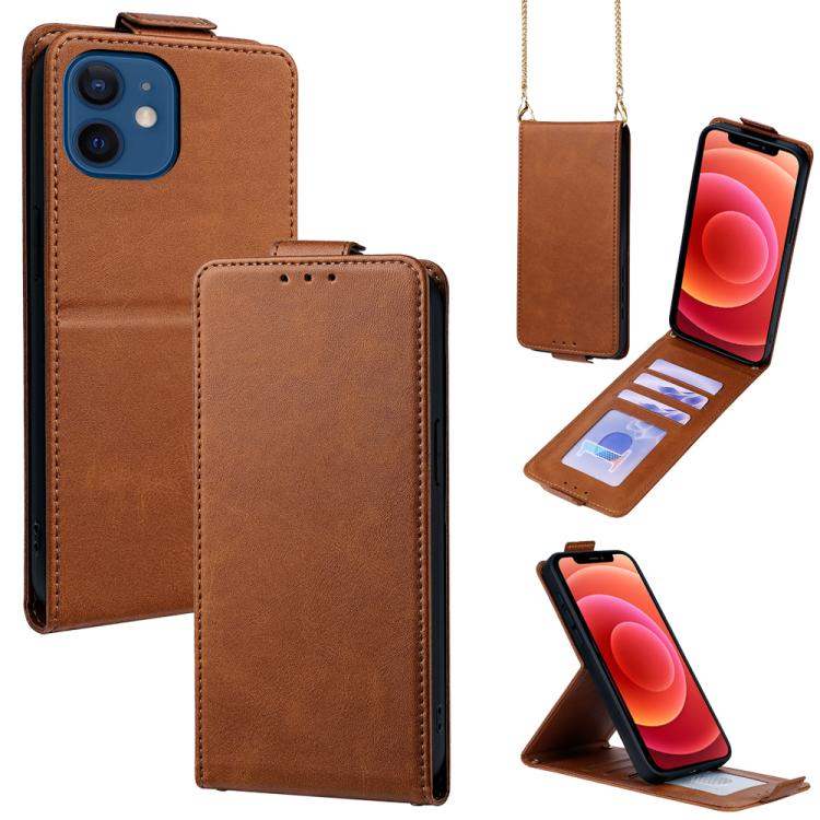 For iPhone 12 mini Vertical Flip Cover Solid Color Vegan Leather Phone Case with Crossbody Chain(Brown)
For iPhone 12 mini Vertical Flip Cover Solid Color Vegan Leather Phone Case with Crossbody Chain(Brown)