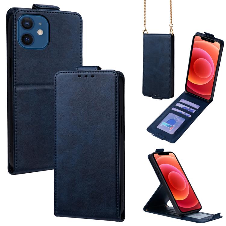 For iPhone 12 mini Vertical Flip Cover Solid Color Vegan Leather Phone Case with Crossbody Chain(Blue)
For iPhone 12 mini Vertical Flip Cover Solid Color Vegan Leather Phone Case with Crossbody Chain(Blue)