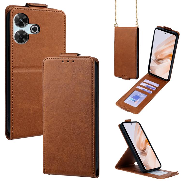 For Redmi 13 4G Global / 13 5G Vertical Flip Cover Solid Color Vegan Leather Phone Case with Crossbody Chain(Brown)
For Redmi 13 4G Global / 13 5G Vertical Flip Cover Solid Color Vegan Leather Phone Case with Crossbody Chain(Brown)