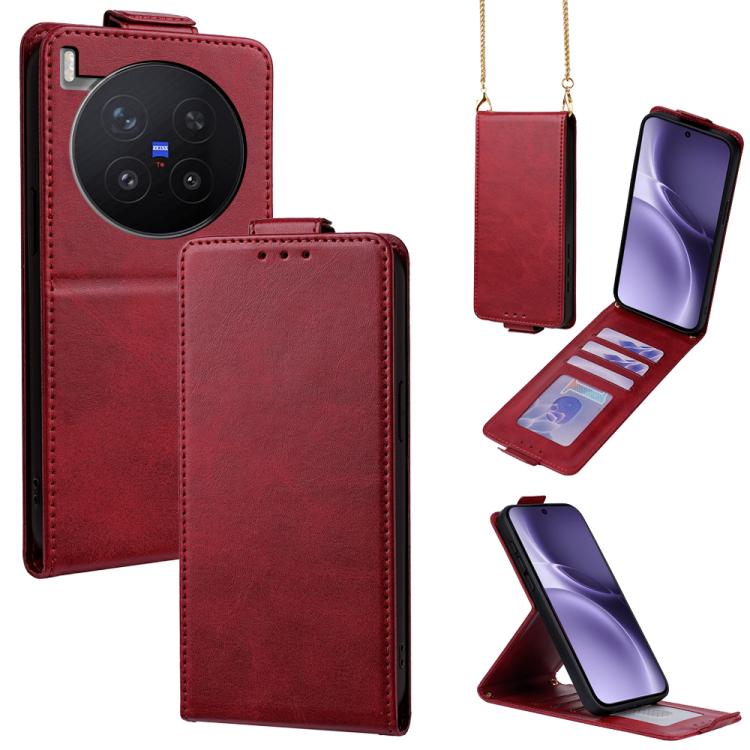 For vivo X300 Pro 5G Vertical Flip Cover Solid Color Vegan Leather Phone Case with Crossbody Chain(Red)
For vivo X300 Pro 5G Vertical Flip Cover Solid Color Vegan Leather Phone Case with Crossbody Chain(Red)