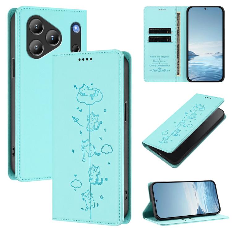 For Blackview Wave 7C Cute Cats Embossed Magnetic RFID Vegan Leather Phone Case(Mint Green)
For Blackview Wave 7C Cute Cats Embossed Magnetic RFID Vegan Leather Phone Case(Mint Green)