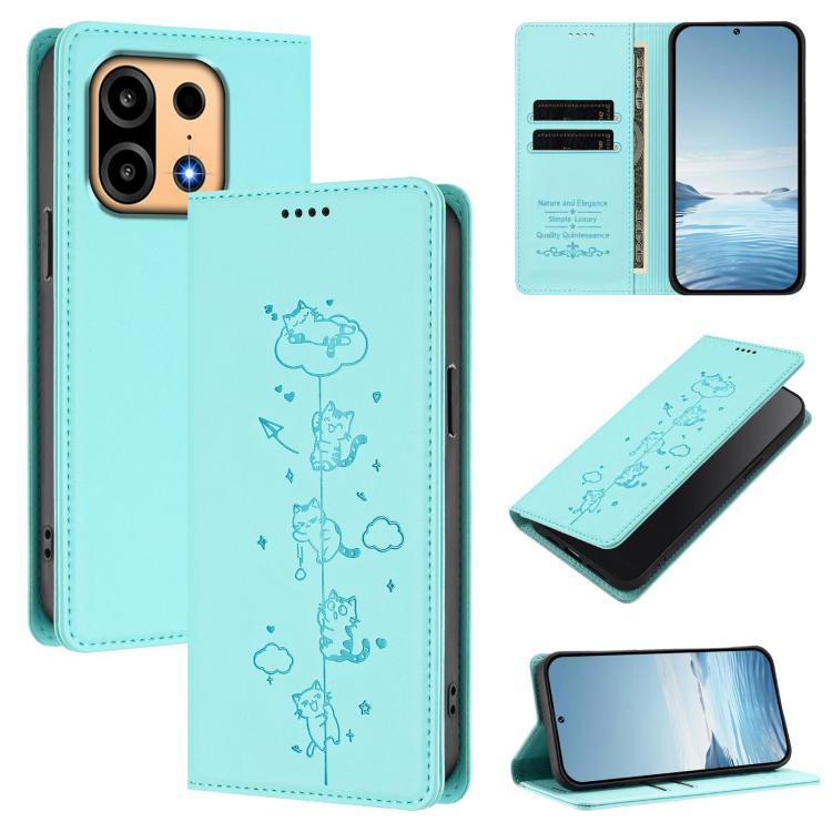 For OnePlus Turbo 6X Pro 5G Cute Cats Embossed Magnetic RFID Vegan Leather Phone Case(Mint Green)
For OnePlus Turbo 6X Pro 5G Cute Cats Embossed Magnetic RFID Vegan Leather Phone Case(Mint Green)