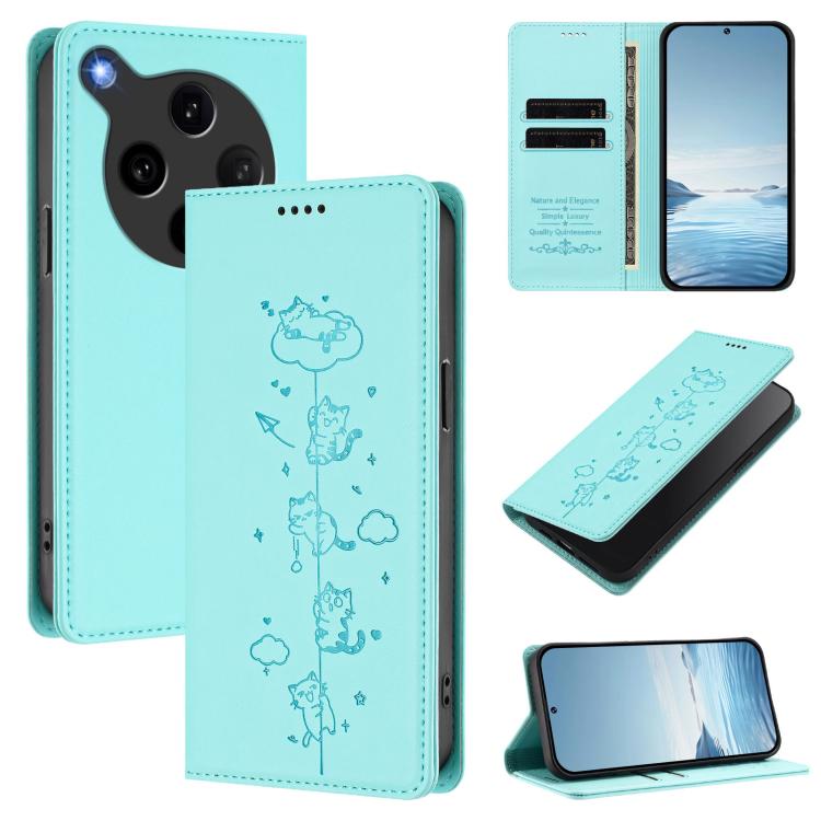 For OPPO Find X8 Ultra Cute Cats Embossed Magnetic RFID Vegan Leather Phone Case(Mint Green)
For OPPO Find X8 Ultra Cute Cats Embossed Magnetic RFID Vegan Leather Phone Case(Mint Green)