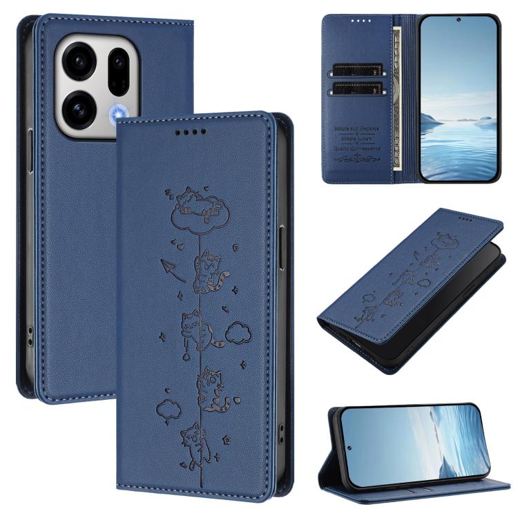 For OPPO Find X9 Cute Cats Embossed Magnetic RFID Vegan Leather Phone Case(Dark Blue)
For OPPO Find X9 Cute Cats Embossed Magnetic RFID Vegan Leather Phone Case(Dark Blue)