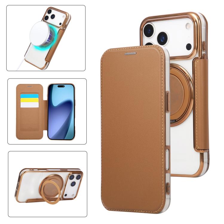 For iPhone 17 Pro Max Ultra-thin Rotation Holder Magnetic Plating Vegan Leather Phone Case(Brown)
For iPhone 17 Pro Max Ultra-thin Rotation Holder Magnetic Plating Vegan Leather Phone Case(Brown)