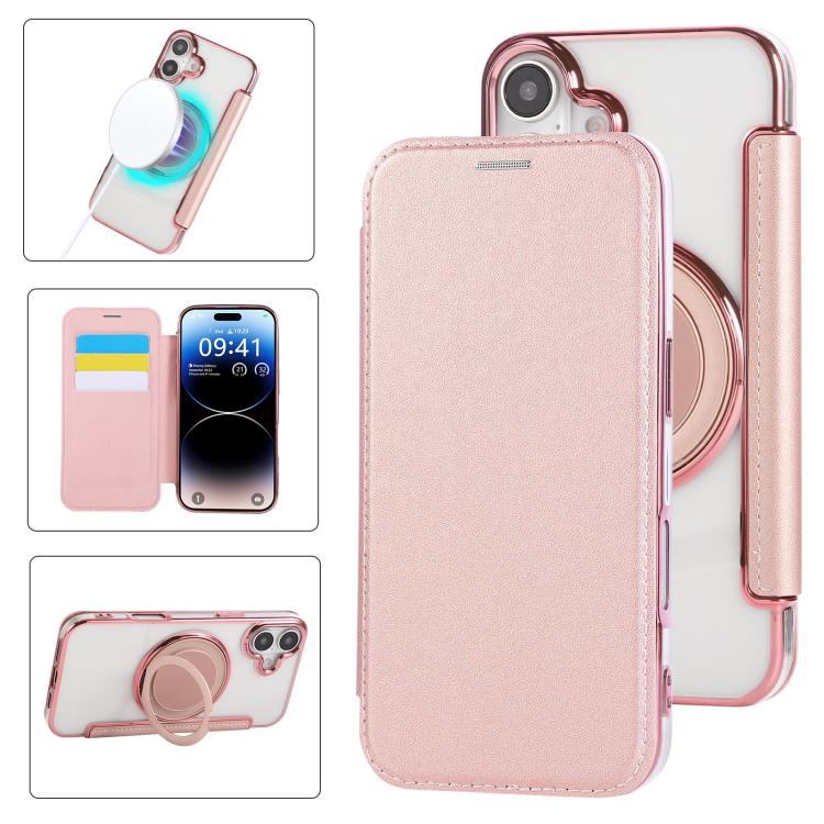 For iPhone 17 Ultra-thin Rotation Holder Magnetic Plating Vegan Leather Phone Case(Rose Gold)
For iPhone 17 Ultra-thin Rotation Holder Magnetic Plating Vegan Leather Phone Case(Rose Gold)
