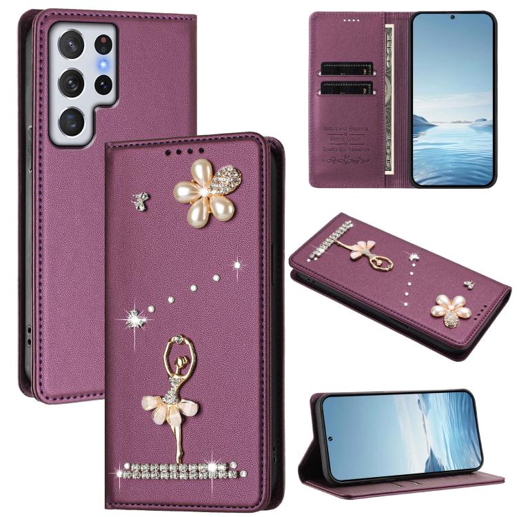 For Samsung Galaxy S22 Ultra 5G Ballet Girl Diamond Studded RFID Vegan Leather Phone Case(Violet)
For Samsung Galaxy S22 Ultra 5G Ballet Girl Diamond Studded RFID Vegan Leather Phone Case(Violet)