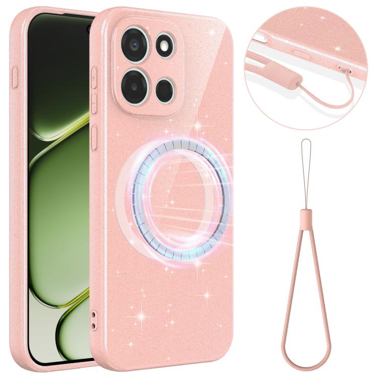 For OnePlus Nord 6/Nord CE6/Turbo 6 5G Fine Hole Glossy Glitter Magnetic TPU Phone Case with Same Color Hand Strap(Pink)
For OnePlus Nord 6/Nord CE6/Turbo 6 5G Fine Hole Glossy Glitter Magnetic TPU Phone Case with Same Color Hand Strap(Pink)