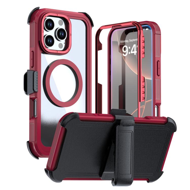 For iPhone 16 Pro Max Acrylic Full Coverage Magnetic Phone Case with Back Clip(Red)
For iPhone 16 Pro Max Acrylic Full Coverage Magnetic Phone Case with Back Clip(Red)