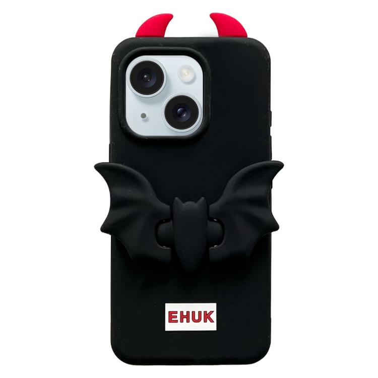 For iPhone 15 Plus Bat Holder Silicone Phone Case(Black)
For iPhone 15 Plus Bat Holder Silicone Phone Case(Black)