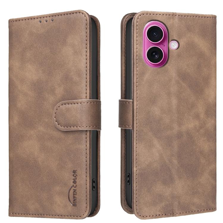 For iPhone 16 Solid Color Calfskin Texture RFID Vegan Leather Phone Case(Brown)
For iPhone 16 Solid Color Calfskin Texture RFID Vegan Leather Phone Case(Brown)