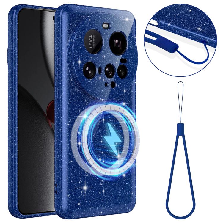 For Xiaomi 15 Ultra Fine Hole Glossy Glitter Magnetic TPU Phone Case with Same Color Hand Strap(Blue)
For Xiaomi 15 Ultra Fine Hole Glossy Glitter Magnetic TPU Phone Case with Same Color Hand Strap(Blue)