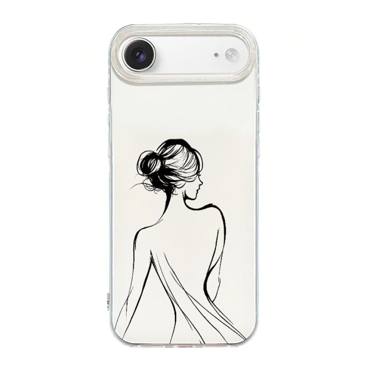 For iPhone Air Transparent Frame IMD Cream Phone Case(Line Beautiful Back)