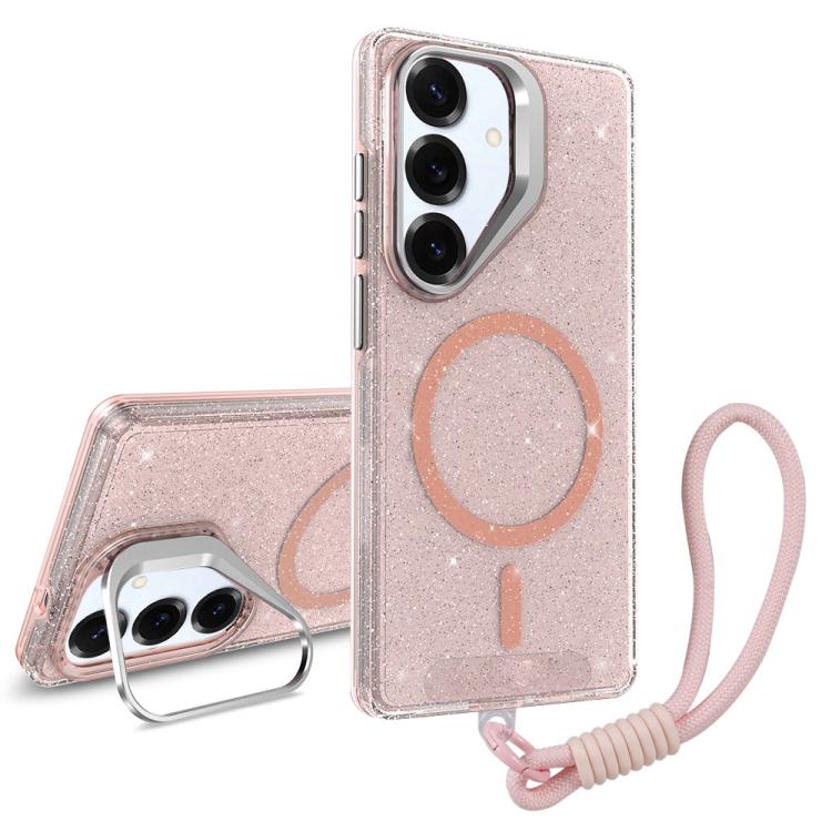For Samsung Galaxy S25+ 5G Camera Bracket Glitter Magnetic Phone Case with Lanyard(Pink)
For Samsung Galaxy S25+ 5G Camera Bracket Glitter Magnetic Phone Case with Lanyard(Pink)