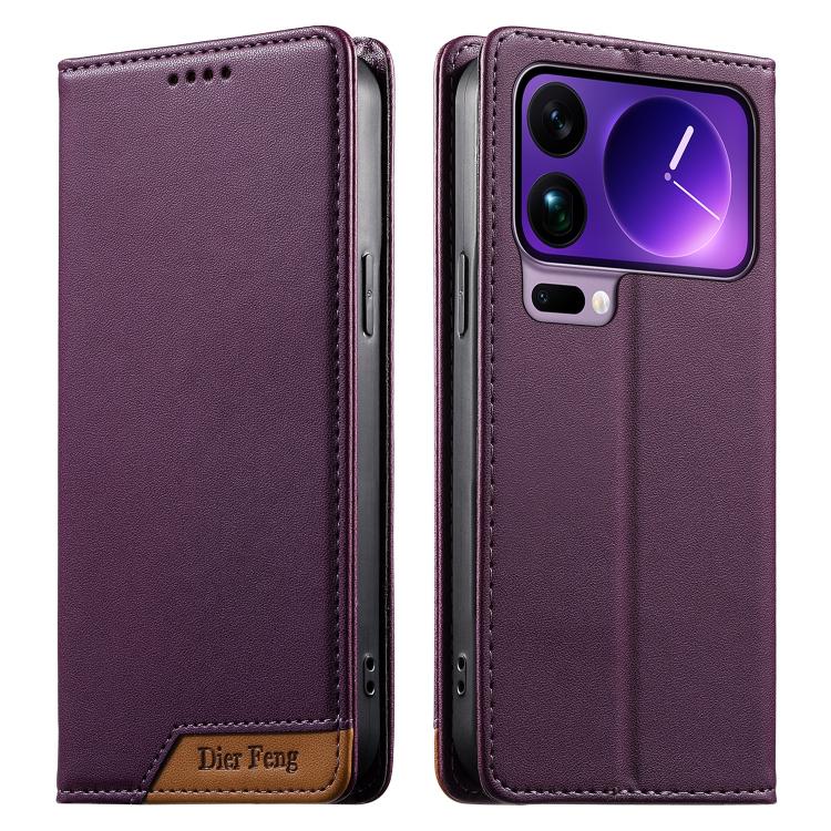 For Xiaomi 17 Pro Max Dierfeng Splicing Strong Magnetic RFID Vegan Leather Phone Case(Purple)
For Xiaomi 17 Pro Max Dierfeng Splicing Strong Magnetic RFID Vegan Leather Phone Case(Purple)