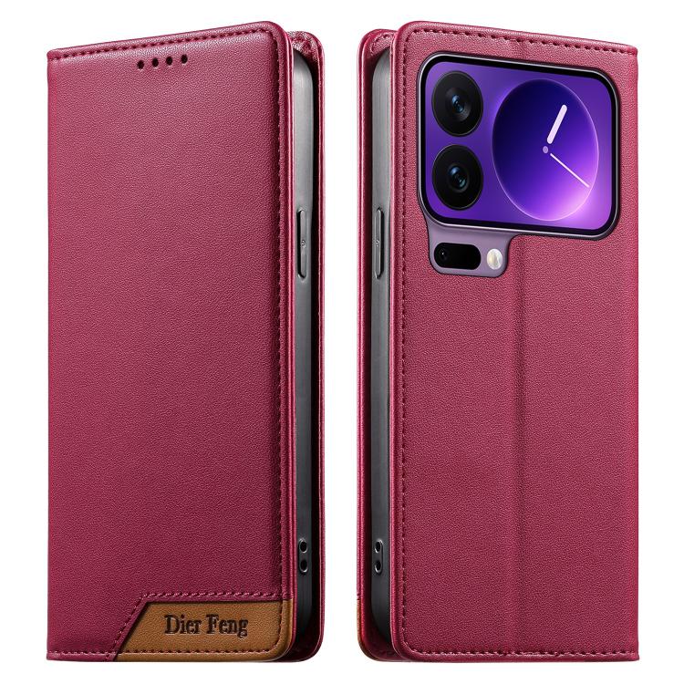 For Xiaomi 17 Pro Dierfeng Splicing Strong Magnetic RFID Vegan Leather Phone Case(Red)
For Xiaomi 17 Pro Dierfeng Splicing Strong Magnetic RFID Vegan Leather Phone Case(Red)