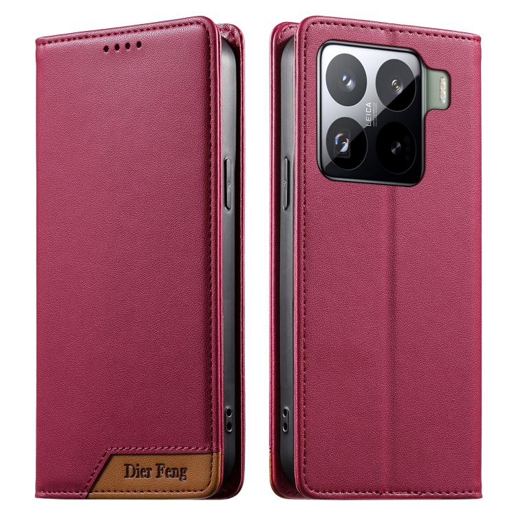 For Xiaomi 15 Pro Dierfeng Splicing Strong Magnetic RFID Vegan Leather Phone Case(Red)
For Xiaomi 15 Pro Dierfeng Splicing Strong Magnetic RFID Vegan Leather Phone Case(Red)