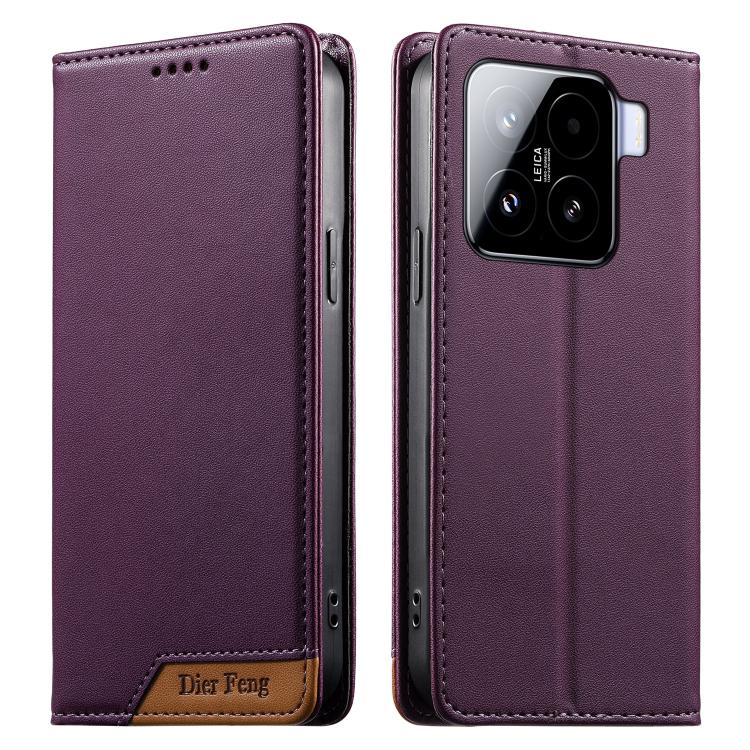 For Xiaomi 15 Dierfeng Splicing Strong Magnetic RFID Vegan Leather Phone Case(Purple)
For Xiaomi 15 Dierfeng Splicing Strong Magnetic RFID Vegan Leather Phone Case(Purple)