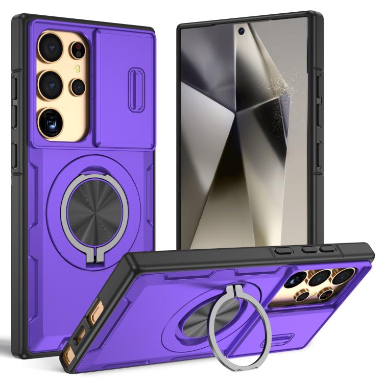 For Galaxy S24 Ultra 5G Camshield Rotation Holder MagSafe Phone Case(Purple)
For Galaxy S24 Ultra 5G Camshield Rotation Holder MagSafe Phone Case(Purple)
