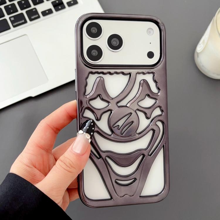 For iPhone 17 Pro Max Electroplated Hollow Out Clown Heat Dissipation TPU Phone Case(Black)
For iPhone 17 Pro Max Electroplated Hollow Out Clown Heat Dissipation TPU Phone Case(Black)
