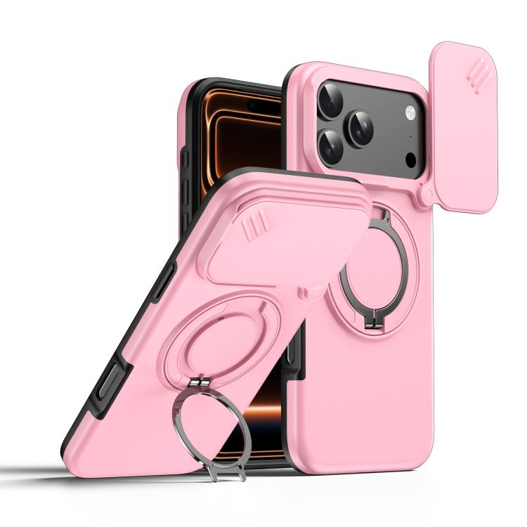 For iPhone 17 Pro Camera Sliding Shield Magnetic Rotation Holder Phone Case(Pink)
For iPhone 17 Pro Camera Sliding Shield Magnetic Rotation Holder Phone Case(Pink)