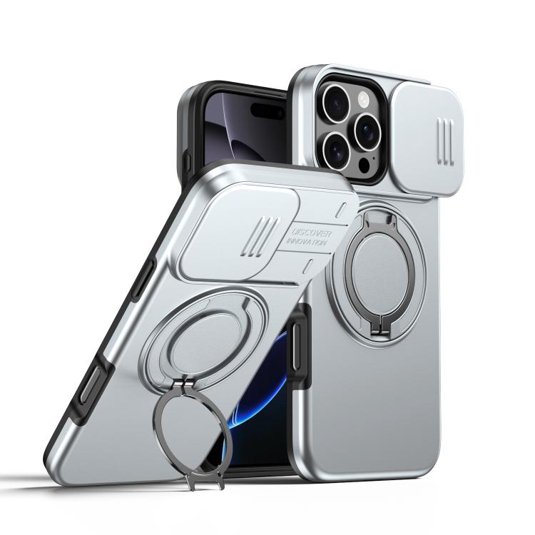For iPhone 16 Pro Camera Sliding Shield Magnetic Rotation Holder Phone Case(Silver)
For iPhone 16 Pro Camera Sliding Shield Magnetic Rotation Holder Phone Case(Silver)