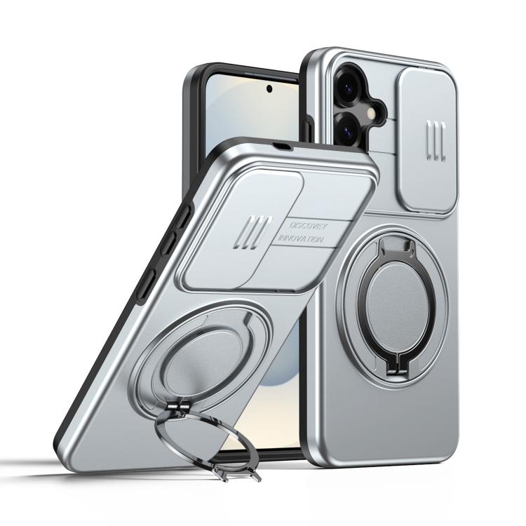For Samsung Galaxy S25 / S24 5G Camera Sliding Shield Magnetic Rotation Holder Phone Case(Silver)
For Samsung Galaxy S25 / S24 5G Camera Sliding Shield Magnetic Rotation Holder Phone Case(Silver)
