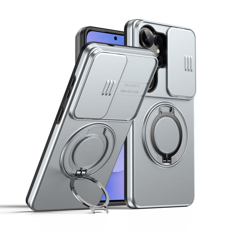For Samsung Galaxy S26 Ultra 5G Camera Sliding Shield Magnetic Rotation Holder Phone Case(Silver)
For Samsung Galaxy S26 Ultra 5G Camera Sliding Shield Magnetic Rotation Holder Phone Case(Silver)