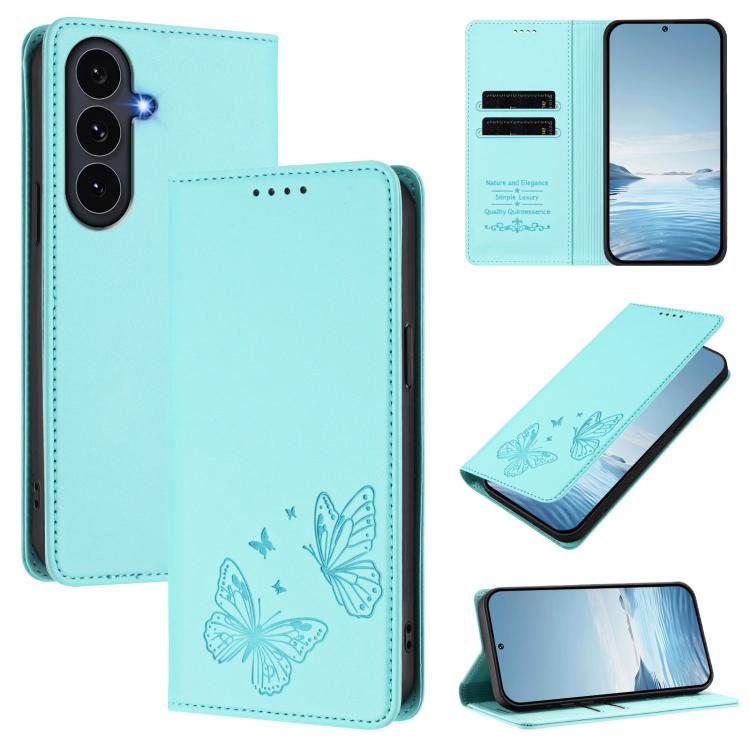 For Galaxy S25 FE 5G Strong Magnetic Dual Butterfly RFID Vegan Leather Phone Case(Mint Green)
For Galaxy S25 FE 5G Strong Magnetic Dual Butterfly RFID Vegan Leather Phone Case(Mint Green)