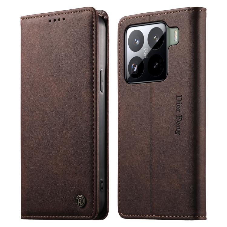 For Xiaomi 15 Pro Dierfeng Metal Snap Magnetic RFID Vegan Leather Phone Case(Dark Brown)
For Xiaomi 15 Pro Dierfeng Metal Snap Magnetic RFID Vegan Leather Phone Case(Dark Brown)
