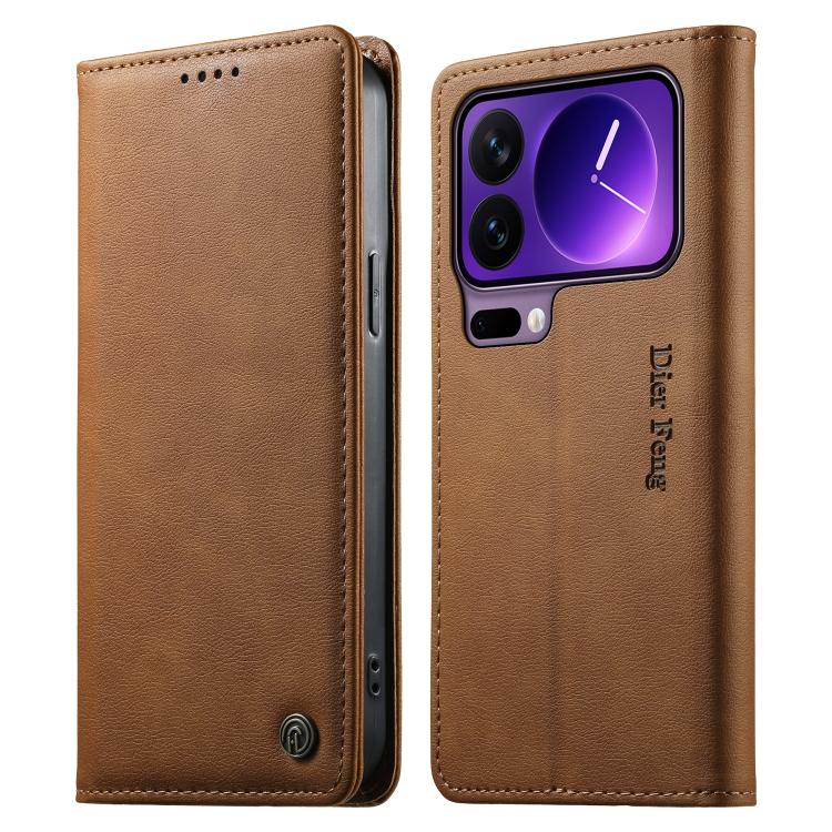 For Xiaomi 17 Pro Dierfeng Metal Snap Magnetic RFID Vegan Leather Phone Case(Light Brown)
For Xiaomi 17 Pro Dierfeng Metal Snap Magnetic RFID Vegan Leather Phone Case(Light Brown)