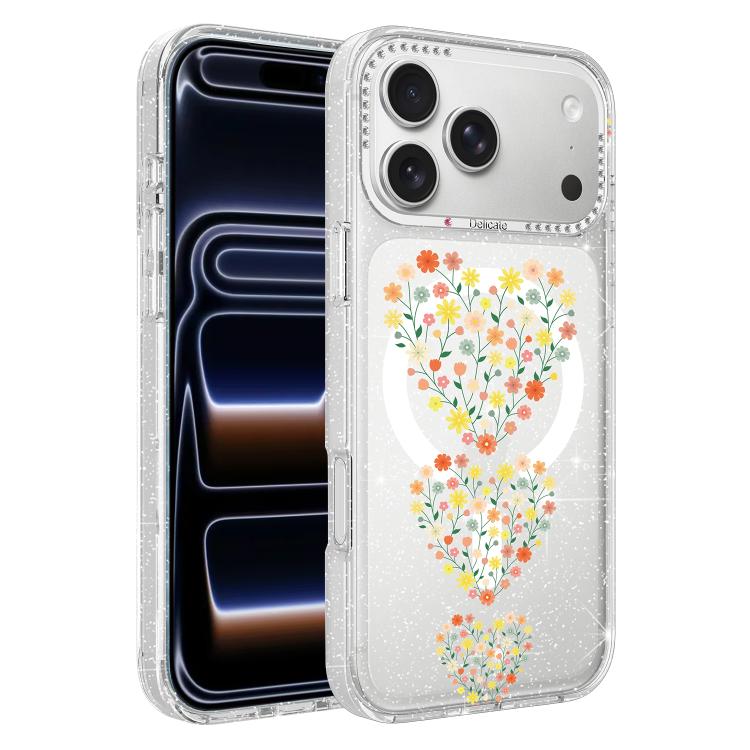 For iPhone 17 Pro Max Flower Pattern IMD Glitter Magnetic Phone Case(Heart-shaped Flower Clusters)
For iPhone 17 Pro Max Flower Pattern IMD Glitter Magnetic Phone Case(Heart-shaped Flower Clusters)