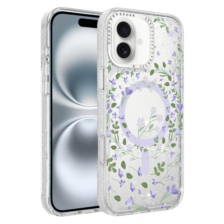 For iPhone 16 Flower Pattern IMD Glitter Magnetic Phone Case(Purple Ivy)
For iPhone 16 Flower Pattern IMD Glitter Magnetic Phone Case(Purple Ivy)