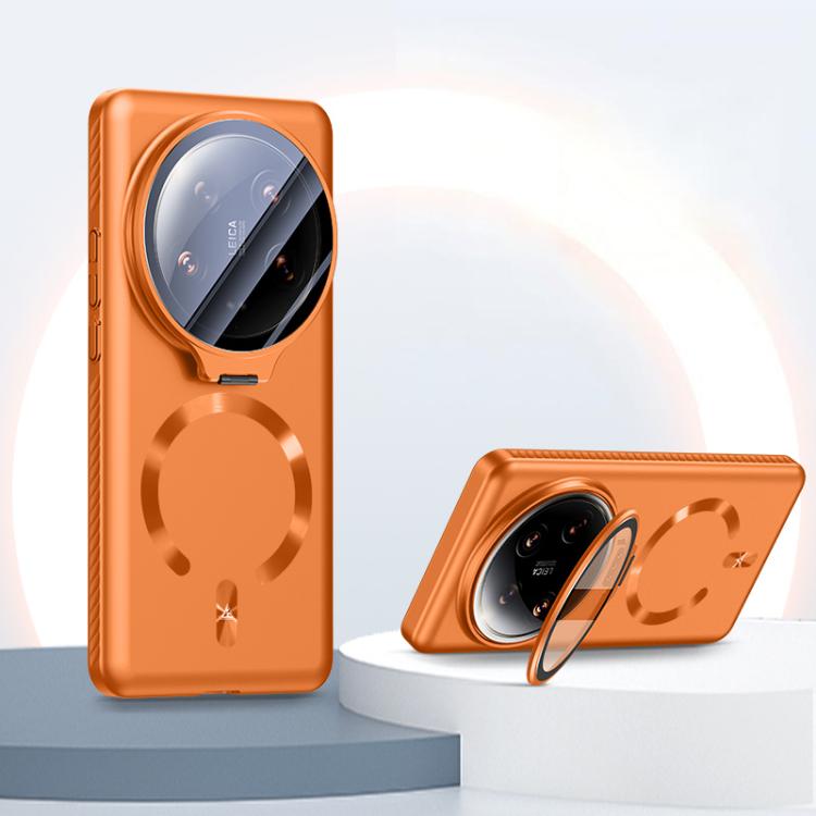 For Xiaomi 14 Ultra Ice Crystal Solid Color U-Shaped Magnetic Invisible Lens Holder Frosted Phone Case(Orange)
For Xiaomi 14 Ultra Ice Crystal Solid Color U-Shaped Magnetic Invisible Lens Holder Frosted Phone Case(Orange)