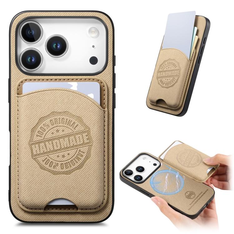 For iPhone 17 Pro Max Twill Texture Vegan Leather Magnetic Phone Cover with Detachable Card Holder(Khaki)
For iPhone 17 Pro Max Twill Texture Vegan Leather Magnetic Phone Cover with Detachable Card Holder(Khaki)