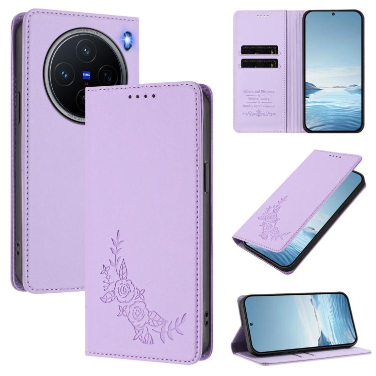 For vivo X200 5G Peony Embossed Magnetic RFID Vegan Leather Phone Case(Light Purple)
For vivo X200 5G Peony Embossed Magnetic RFID Vegan Leather Phone Case(Light Purple)