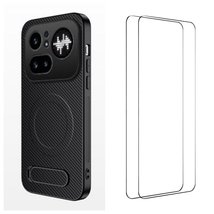 For Nothing Phone 4a Pro WANLONFENG Kickstand Carbon Fiber Texture Magnetic Phone Case with 2pcs Screen Films(Black)
For Nothing Phone 4a Pro WANLONFENG Kickstand Carbon Fiber Texture Magnetic Phone Case with 2pcs Screen Films(Black)