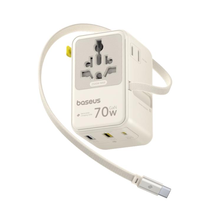 Baseus EnerCore CG11 70W Converter Travel Universal Adapter with Type-C Retractable Cable(Beige)
Baseus EnerCore CG11 70W Converter Travel Universal Adapter with Type-C Retractable Cable(Beige)