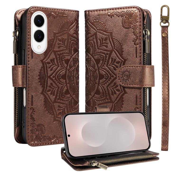 For Galaxy S25 Edge 5G Global Mandala Embossed 9-Card Zipper RFID Vegan Leather Phone Case with Short Lanyard(Brown)
For Galaxy S25 Edge 5G Global Mandala Embossed 9-Card Zipper RFID Vegan Leather Phone Case with Short Lanyard(Brown)