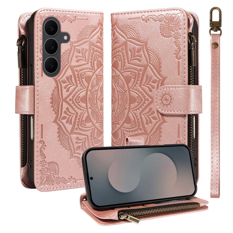 For Galaxy S25 FE 5G Mandala Embossed 9-Card Zipper RFID Vegan Leather Phone Case with Short Lanyard(Rose Gold)
For Galaxy S25 FE 5G Mandala Embossed 9-Card Zipper RFID Vegan Leather Phone Case with Short Lanyard(Rose Gold)