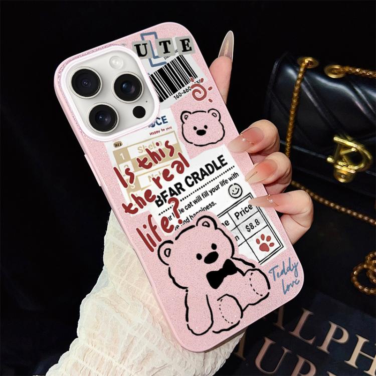 For iPhone 15 Pro Max Newspaper Bear Pattern IMD Glitter PC Hybrid TPU Phone Case(Pink)
For iPhone 15 Pro Max Newspaper Bear Pattern IMD Glitter PC Hybrid TPU Phone Case(Pink)