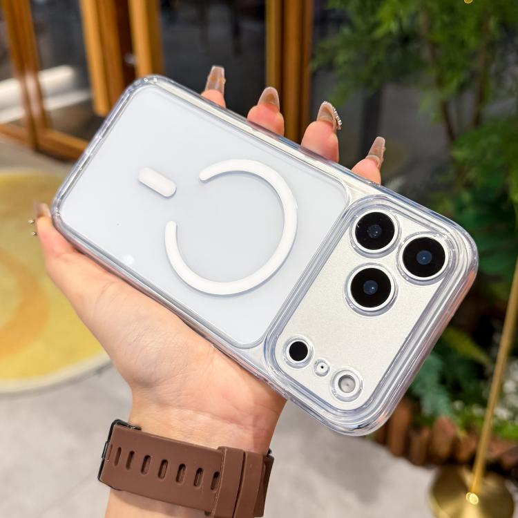 For iPhone 17 Pro Precise Hole Shockproof Magnetic TPU Hybrid Acrylic Transparent Phone Case(White)
For iPhone 17 Pro Precise Hole Shockproof Magnetic TPU Hybrid Acrylic Transparent Phone Case(White)