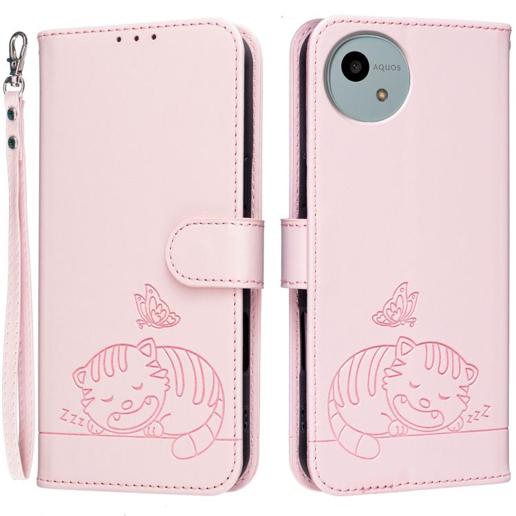 For Sharp Aquos wish6 Cat Butterfly Embossed RFID Vegan Leather Phone Case with Strap(Pink)
For Sharp Aquos wish6 Cat Butterfly Embossed RFID Vegan Leather Phone Case with Strap(Pink)