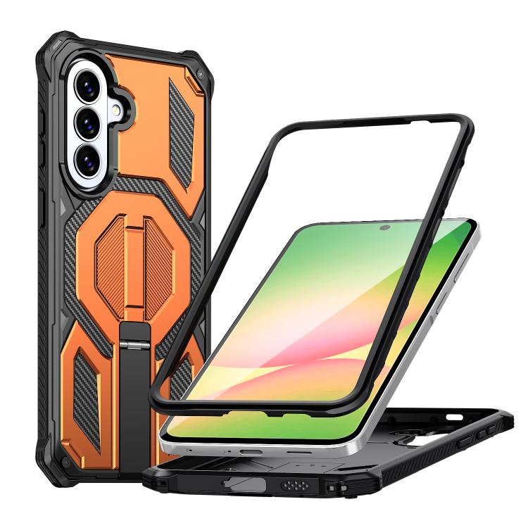 For Galaxy A57 5G Hidden Metal Holder Magnetic Shockproof Phone Case(Orange)
For Galaxy A57 5G Hidden Metal Holder Magnetic Shockproof Phone Case(Orange)