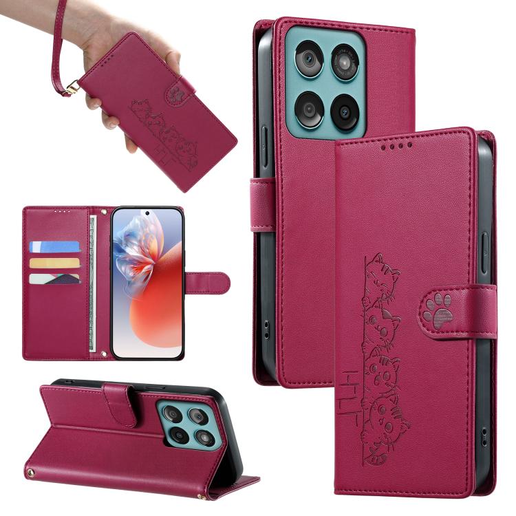 For Motorola Edge 60 Fusion Cute Cats Magnetic Closure Vegan Leather Phone Case with Strap(Rose Red)
For Motorola Edge 60 Fusion Cute Cats Magnetic Closure Vegan Leather Phone Case with Strap(Rose Red)
