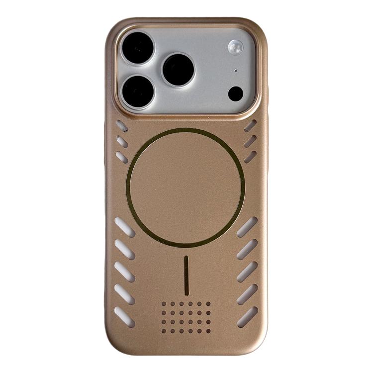 For iPhone 17 Pro Max Metallic Paint Cooling PC Magnetic Phone Case(Desert Gold)