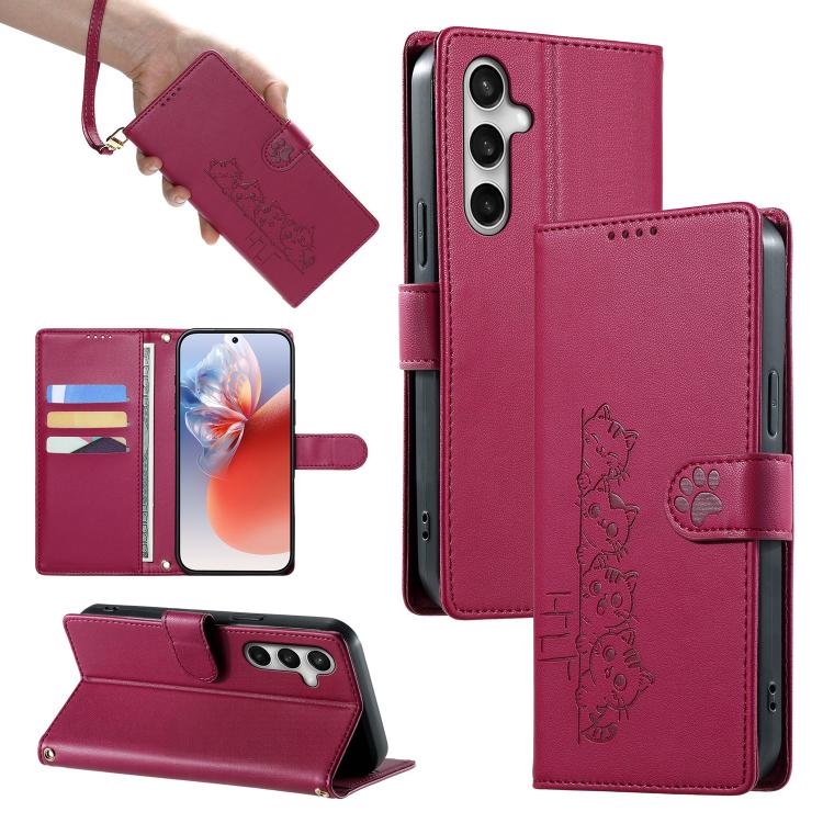 For Galaxy S26 FE 5G Cute Cats Magnetic Closure Vegan Leather Phone Case with Strap(Rose Red)
For Galaxy S26 FE 5G Cute Cats Magnetic Closure Vegan Leather Phone Case with Strap(Rose Red)