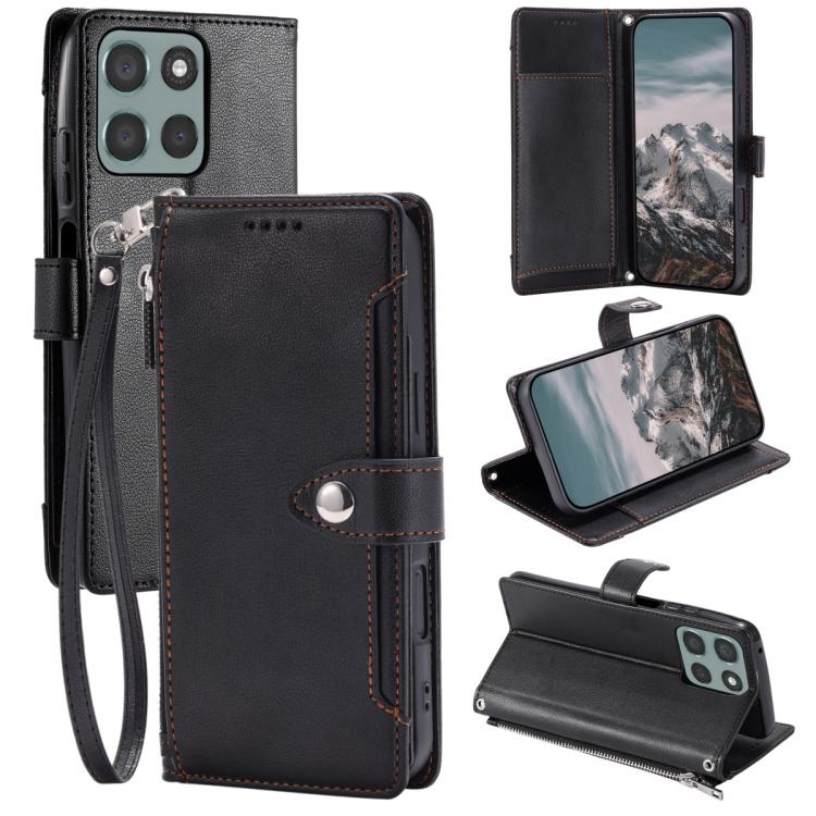 For Motorola Moto G56 5G Litchi Texture Zipper Wallet Buckle Vegan Leather Phone Case with Wrist Strap(Black)
For Motorola Moto G56 5G Litchi Texture Zipper Wallet Buckle Vegan Leather Phone Case with Wrist Strap(Black)