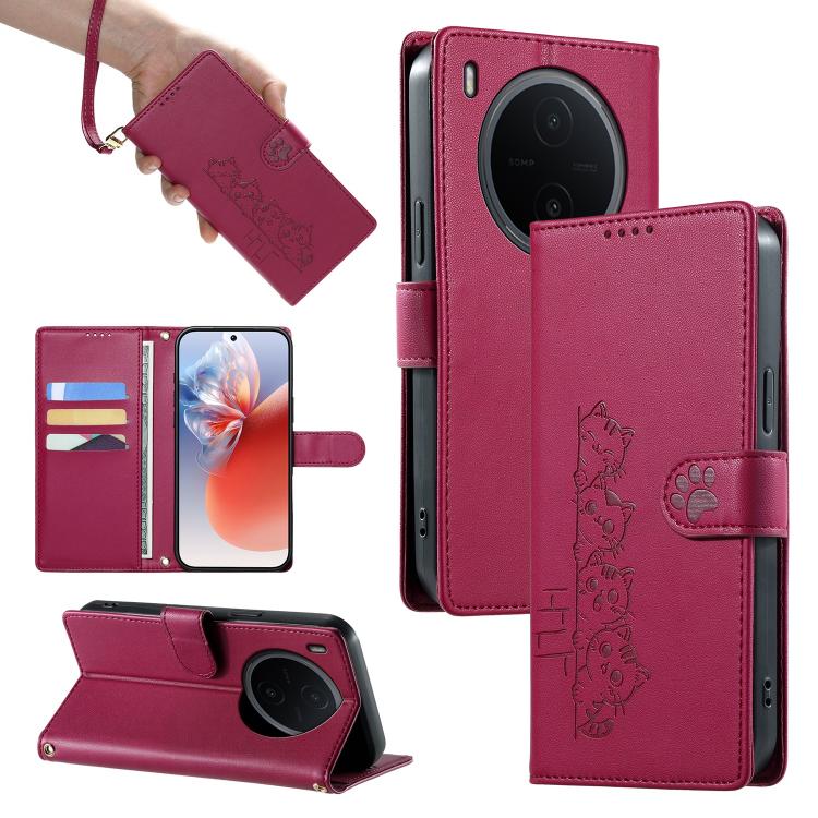 For vivo Y600 Pro 5G Cute Cats Magnetic Closure Vegan Leather Phone Case with Strap(Rose Red)
For vivo Y600 Pro 5G Cute Cats Magnetic Closure Vegan Leather Phone Case with Strap(Rose Red)