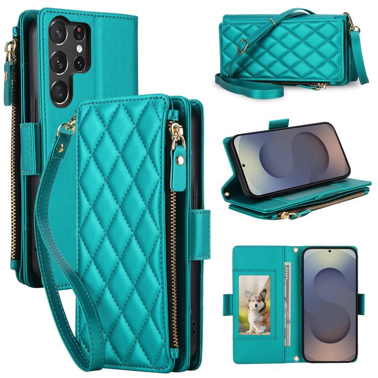 For Galaxy S25 Ultra 5G Crossbody Diamond 9 Card Slots Zipper Bag Vegan Leather Phone Case(Green)
For Galaxy S25 Ultra 5G Crossbody Diamond 9 Card Slots Zipper Bag Vegan Leather Phone Case(Green)